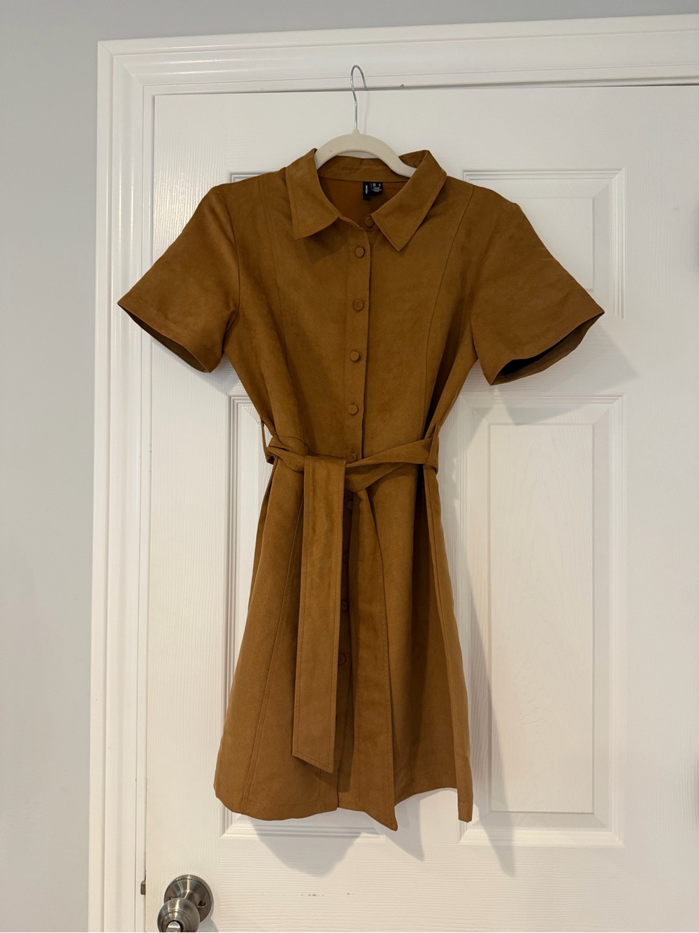 Suede Belted Shirt Dress